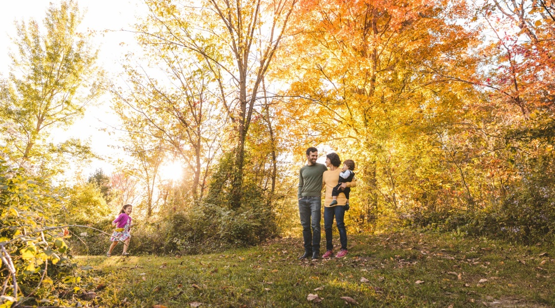 Family in Fall Forest