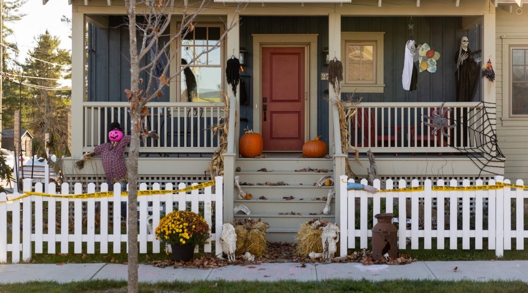 Front Porch with Halloween Decorations