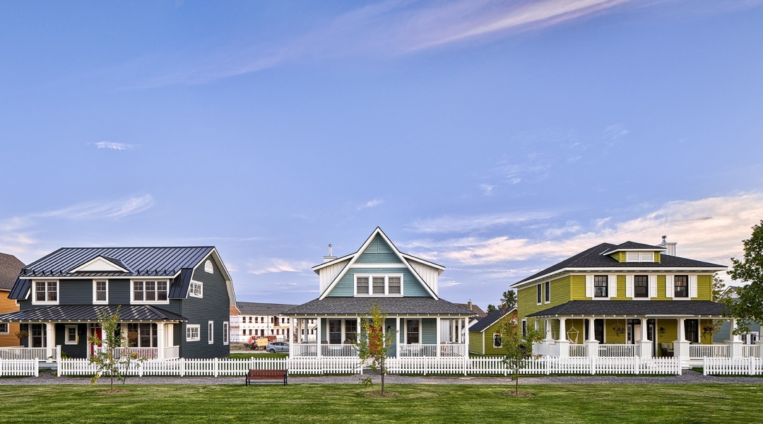 Colourful park houses