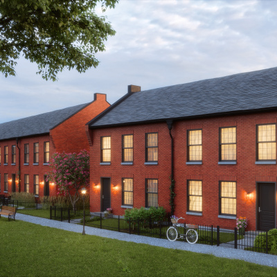 Brick rowhouse rendering