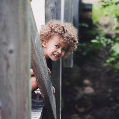 Cute kid on bridge